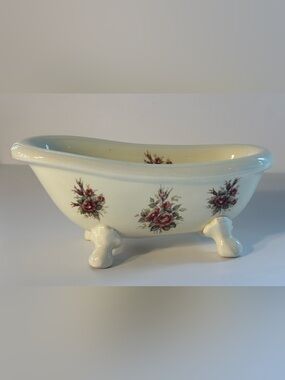 California Pottery VB Athena Rose Rhapsody Clawfoot Tub Planter Cottagecore